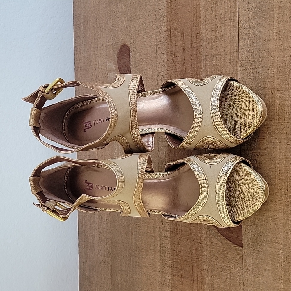 JustFab - Taryn tan high heel shoes, size 7